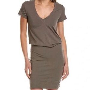 NWT James Perse Taupe V-Neck T-Shirt Dress